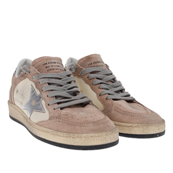 Golden Goose Ball Star Sneaker White, silver glitter, taupe suede NIB women - Picture 2 of 6